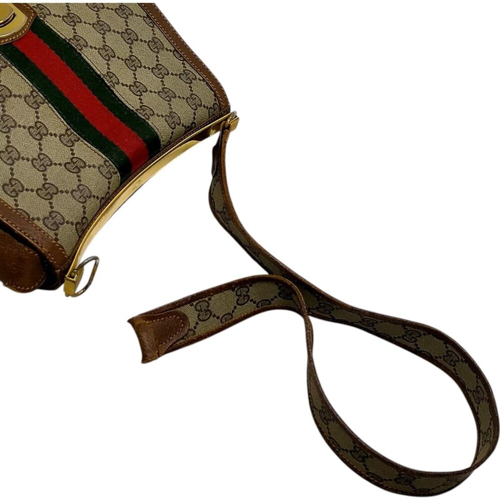 955269BD (L3) Gucci Shoulder Bag Sherry Line Brown PVC - Picture 3 of 9